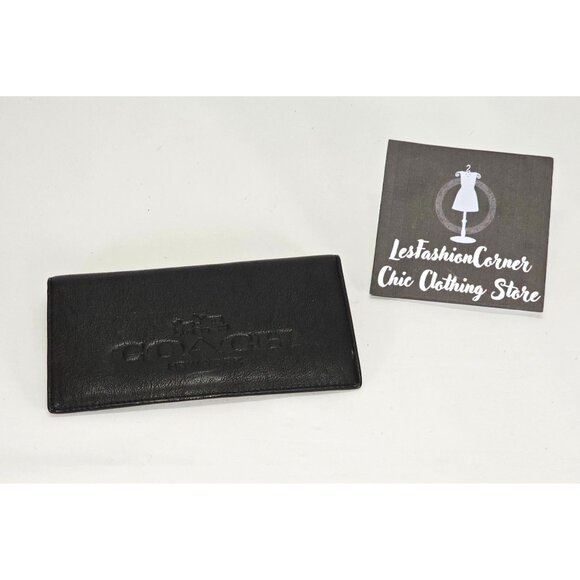 Coach Black Pebble Leather Checkbook Pen Holder Loop Wallet Small 2928 - Picture 3 of 12